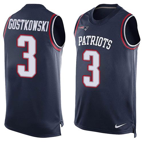Nike Patriots #3 Stephen Gostkowski Navy Blue Team Color Men's Stitched NFL Limited Tank Top Jersey - Click Image to Close